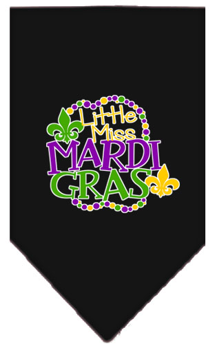 Miss Mardi Gras Screen Print Mardi Gras Bandana Black Large